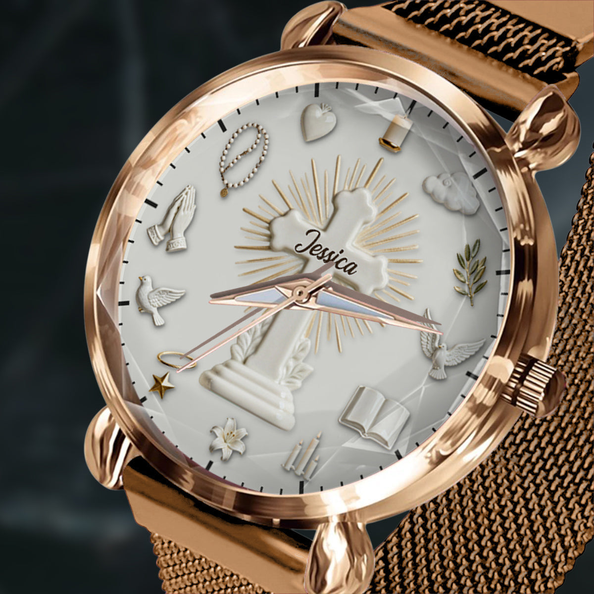 La foi plutôt que la peur - Montre-bracelet chrétienne personnalisée pour femmes 