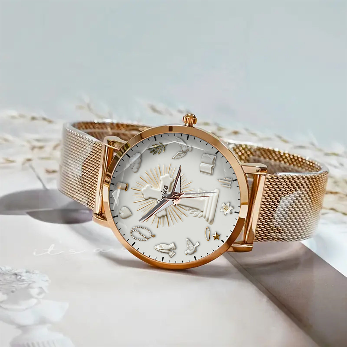 La foi plutôt que la peur - Montre-bracelet chrétienne personnalisée pour femmes 