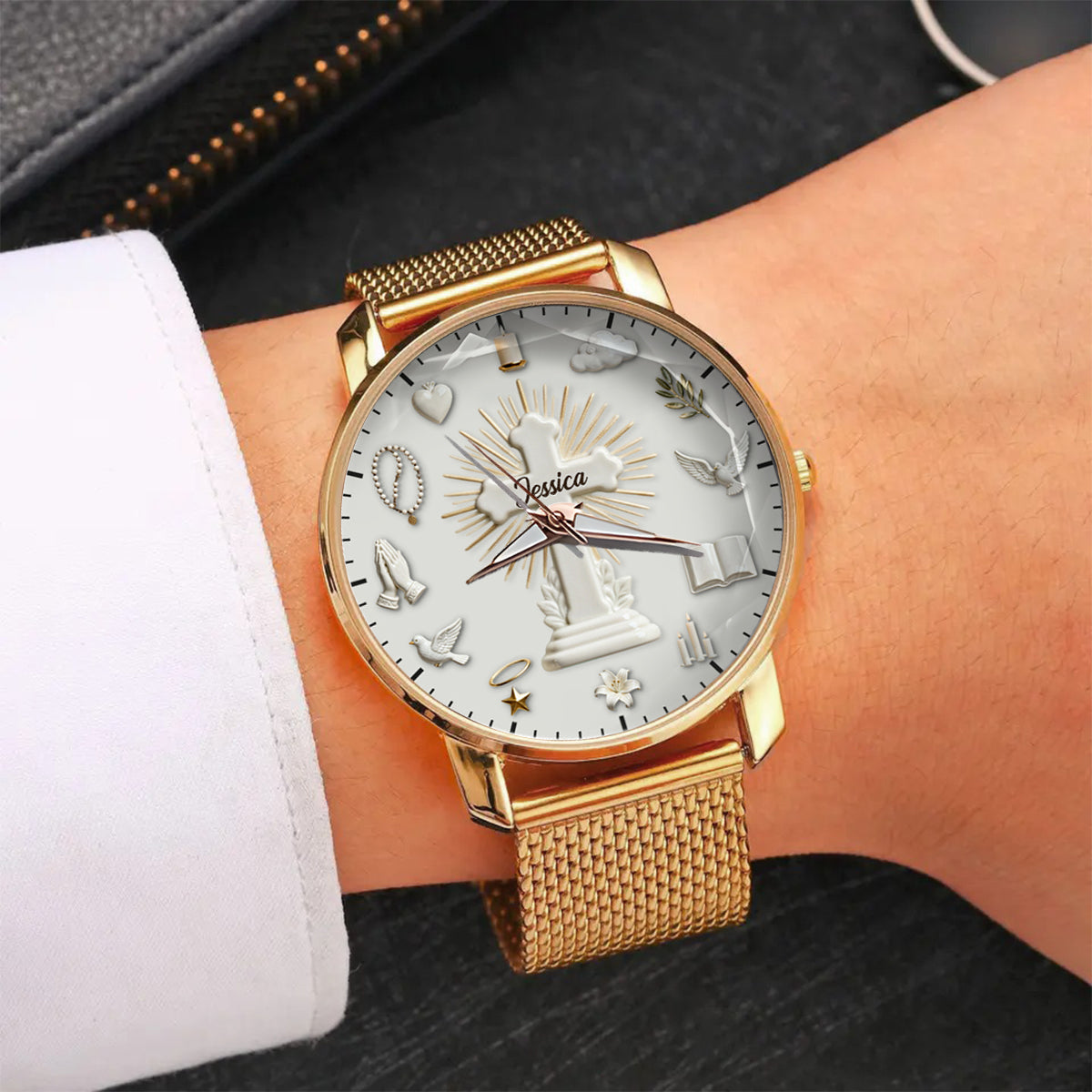 La foi plutôt que la peur - Montre-bracelet chrétienne personnalisée pour femmes 
