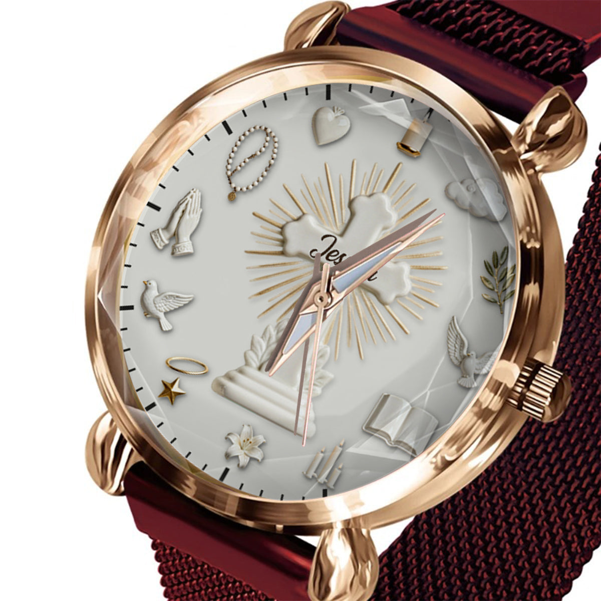 La foi plutôt que la peur - Montre-bracelet chrétienne personnalisée pour femmes 