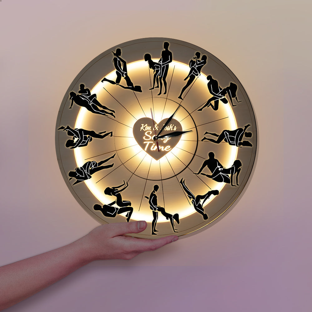 Couple's Sexy Time, Couple Gift Idea - Personalized Couple LED Light Wall Clock