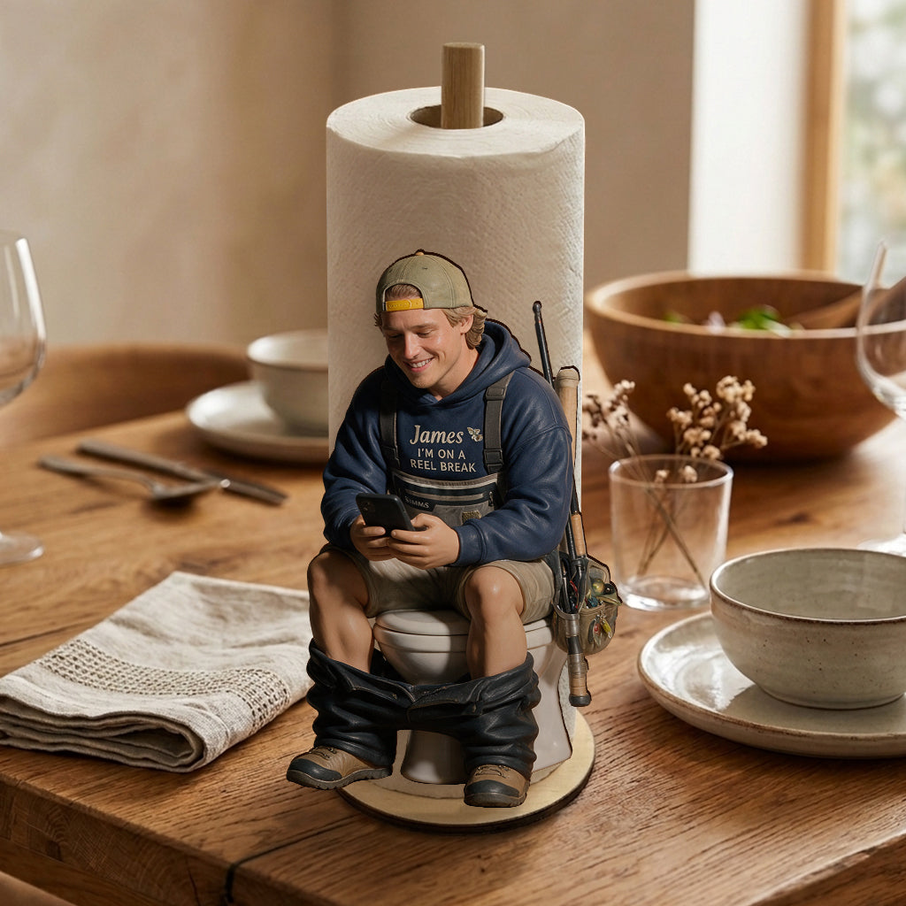 CATCHING A BREAK - Personalized Fishing Paper Towel Stand