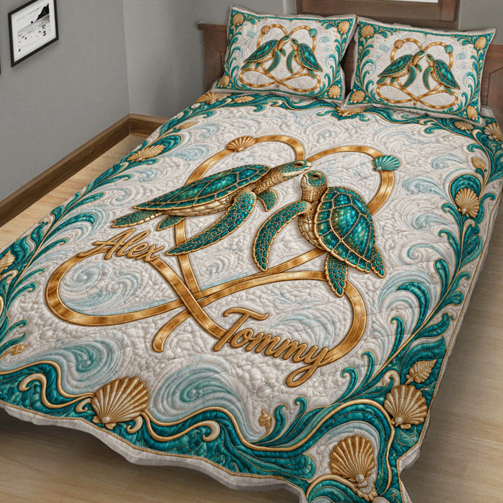 Love You Infinite - Personalized Turtle Quilt Set