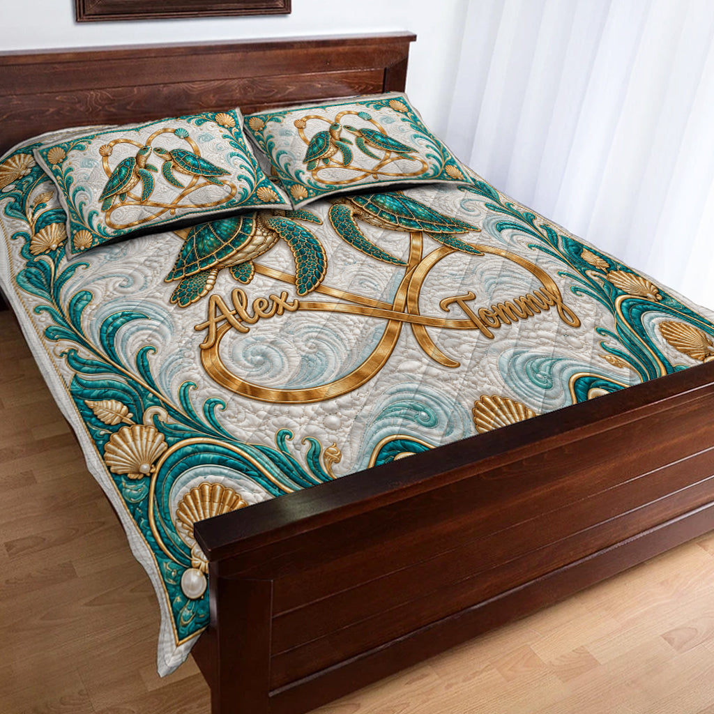 Love You Infinite - Personalized Turtle Quilt Set