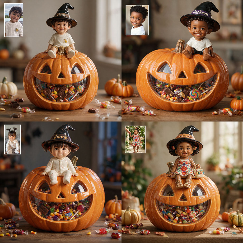 Trick Or Treat Candy Jar - Personalized Kid Acrylic Pot