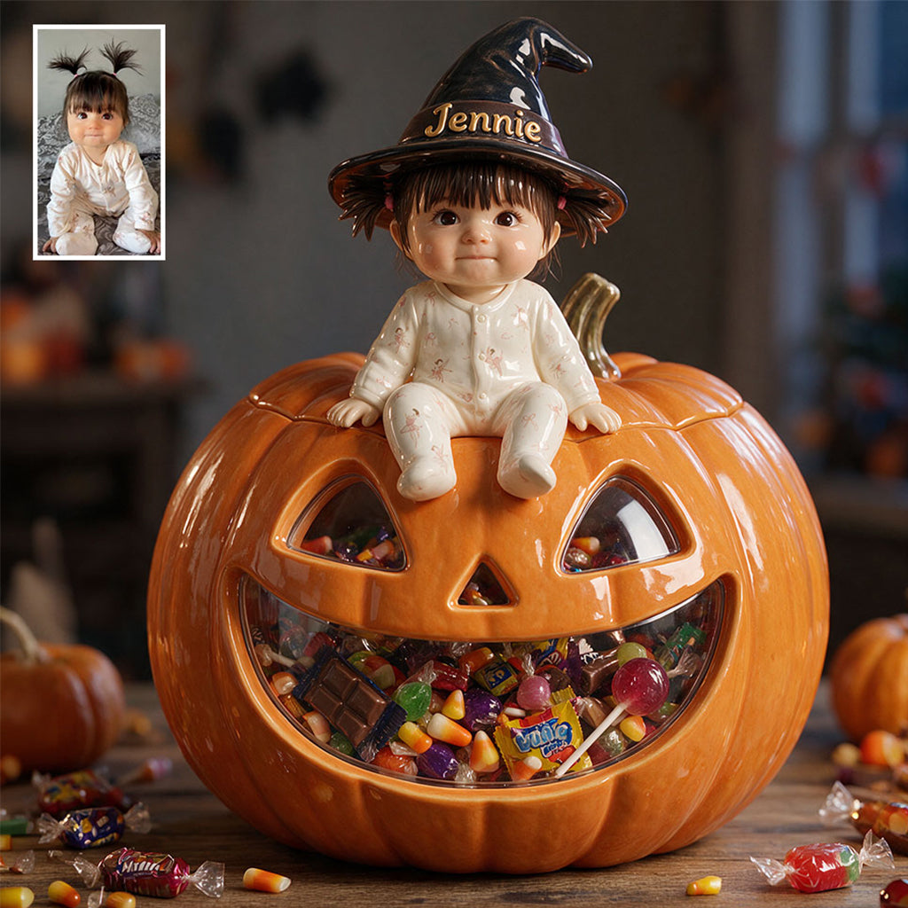 Trick Or Treat Candy Jar - Personalized Kid Acrylic Pot