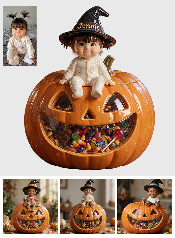 Trick Or Treat Candy Jar - Personalized Kid Acrylic Pot