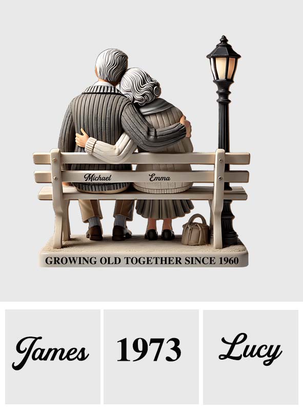 Old Couple Sitting On Bench At The Park - Personalized Couple Custom Shaped Acrylic Plaque