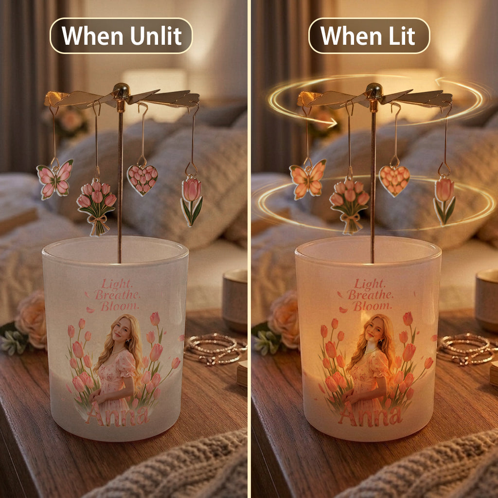 Lumière Breathe Bloom - Support de Bougie Personnalisé en Rotation