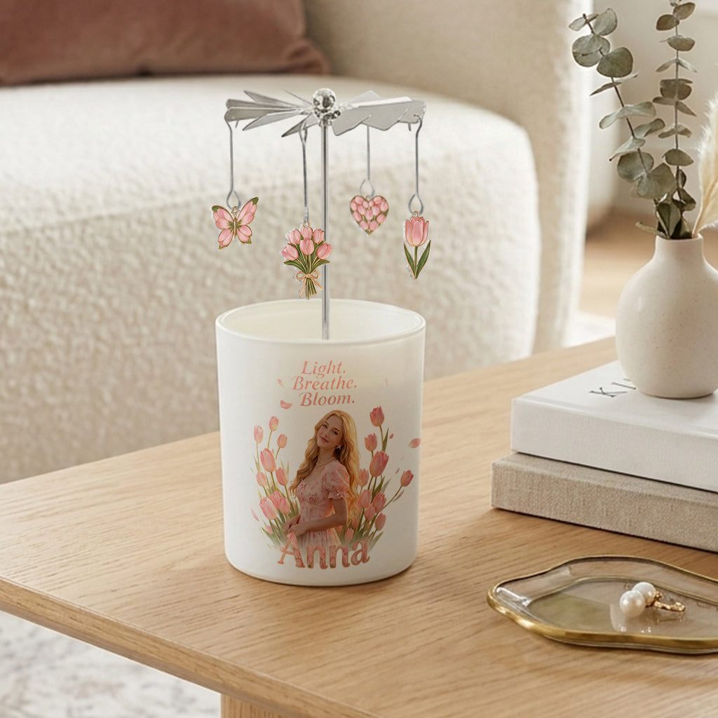 Lumière Breathe Bloom - Support de Bougie Personnalisé en Rotation