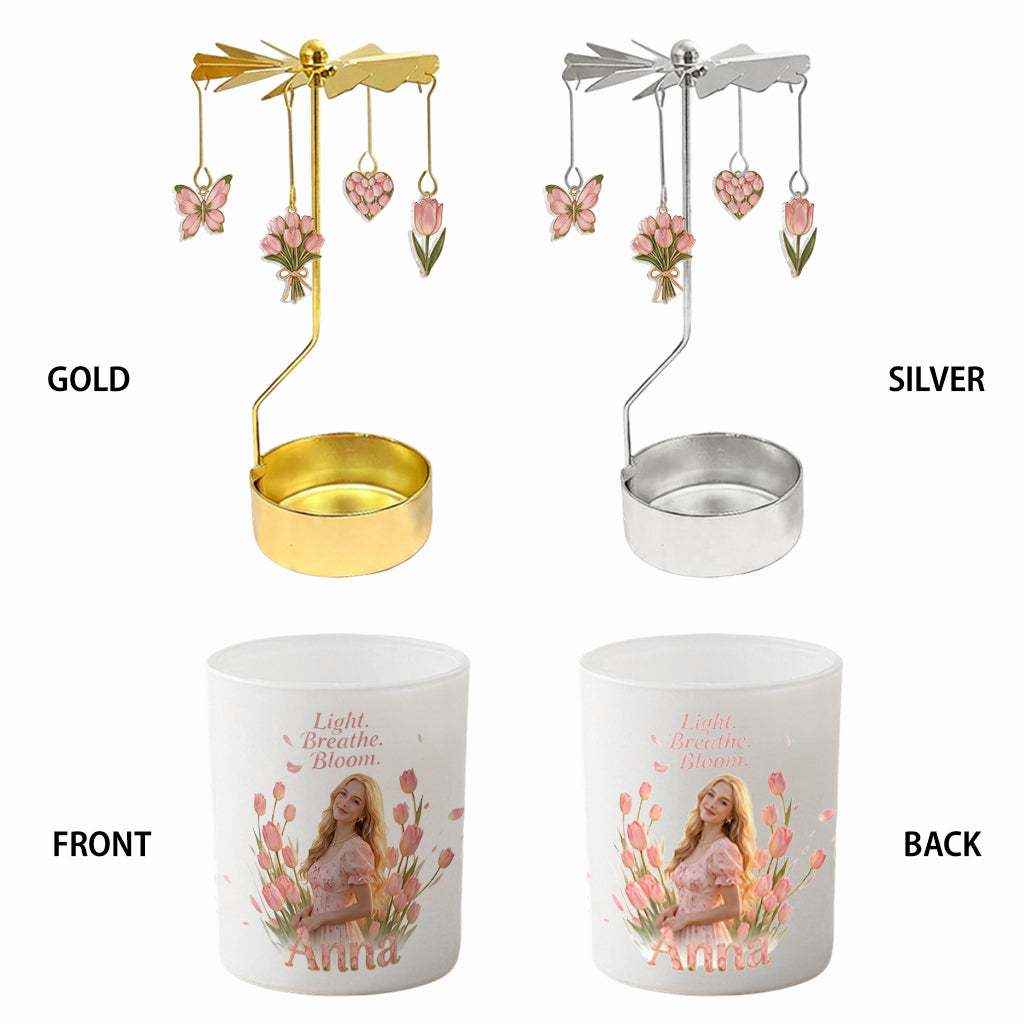 Lumière Breathe Bloom - Support de Bougie Personnalisé en Rotation
