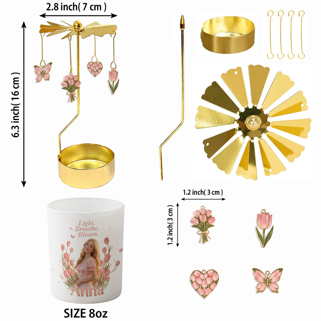 Lumière Breathe Bloom - Support de Bougie Personnalisé en Rotation