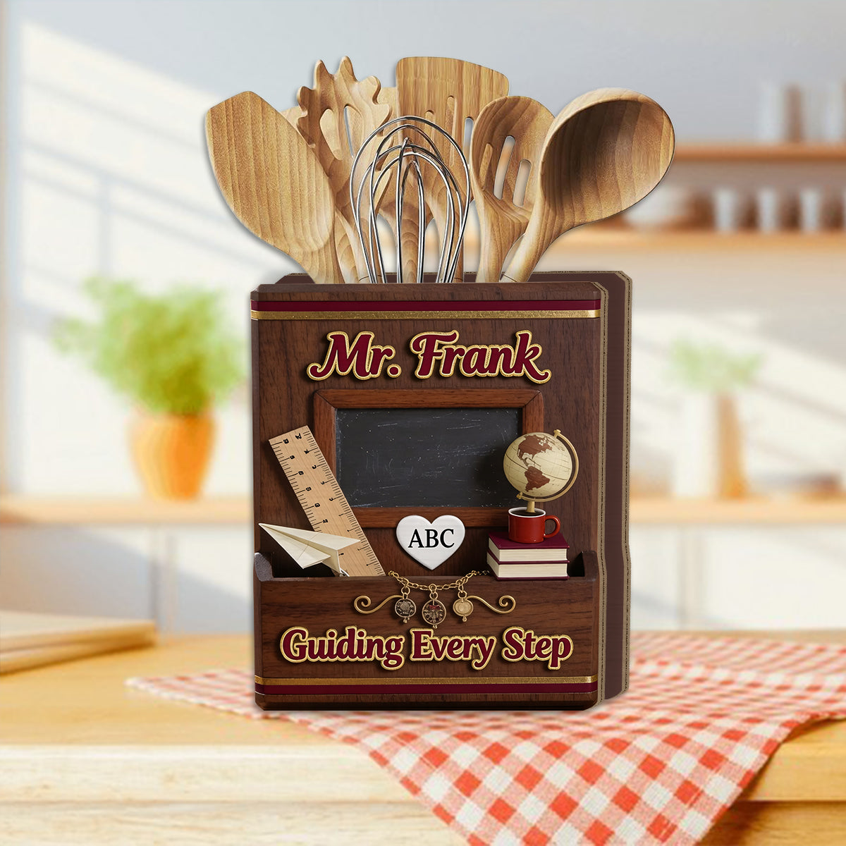 Vintage Teacher - Personalized Teacher Wooden Desk Organizer