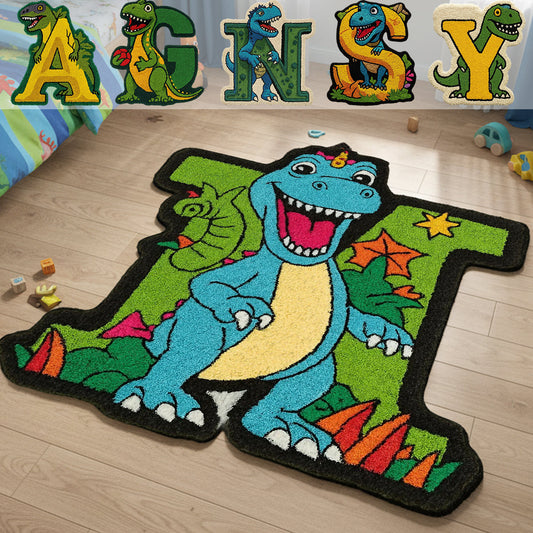 Tapis personnalisé pour enfant avec initiale de dinosaure - Cadeau idéal pour les enfants