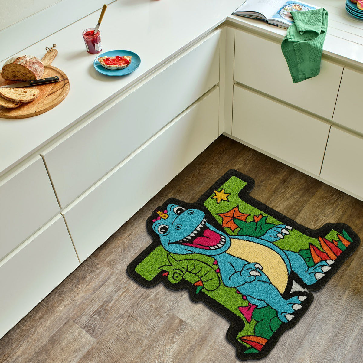 Tapis personnalisé pour enfant avec initiale de dinosaure - Cadeau idéal pour les enfants
