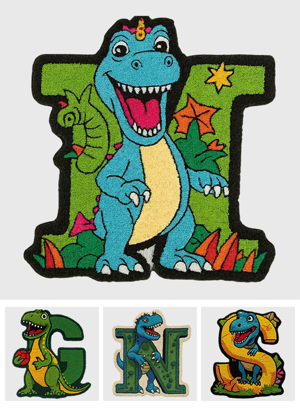 Tapis personnalisé pour enfant avec initiale de dinosaure - Cadeau idéal pour les enfants