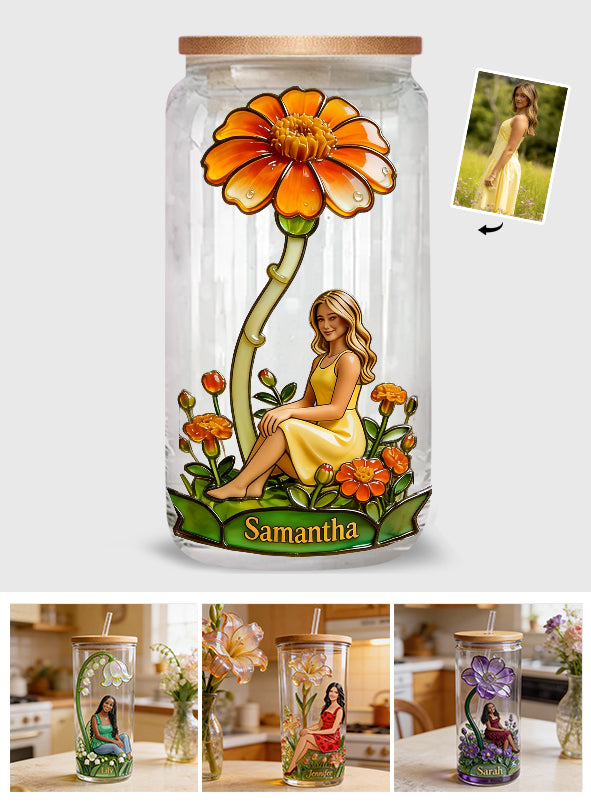 Personalisierte Geburtsblume mit Foto – Selbstliebe-Dose