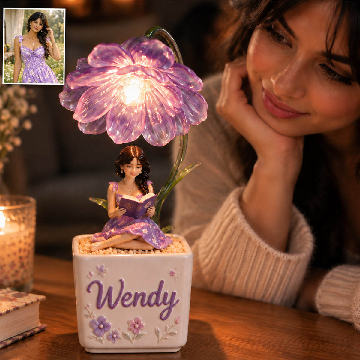 Bloom Within - Personalized Book LED Light Ceramic Pot