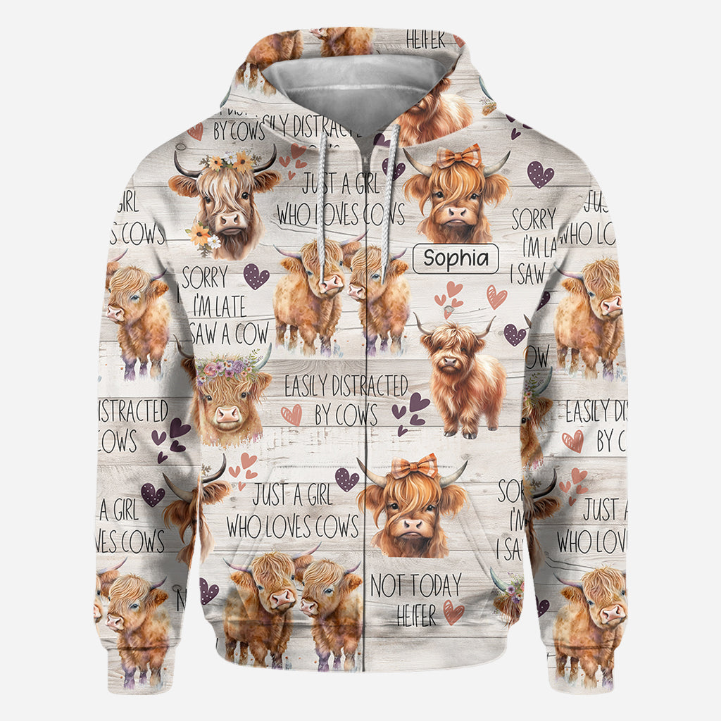 Une fille qui aime les vaches des Highlands - T-shirt personnalisé avec motif vache des Highlands