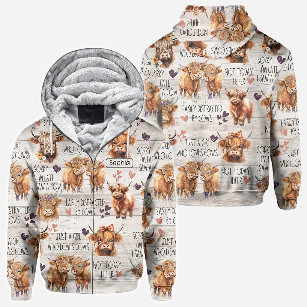 Une fille qui aime les vaches des Highlands - T-shirt personnalisé avec motif vache des Highlands