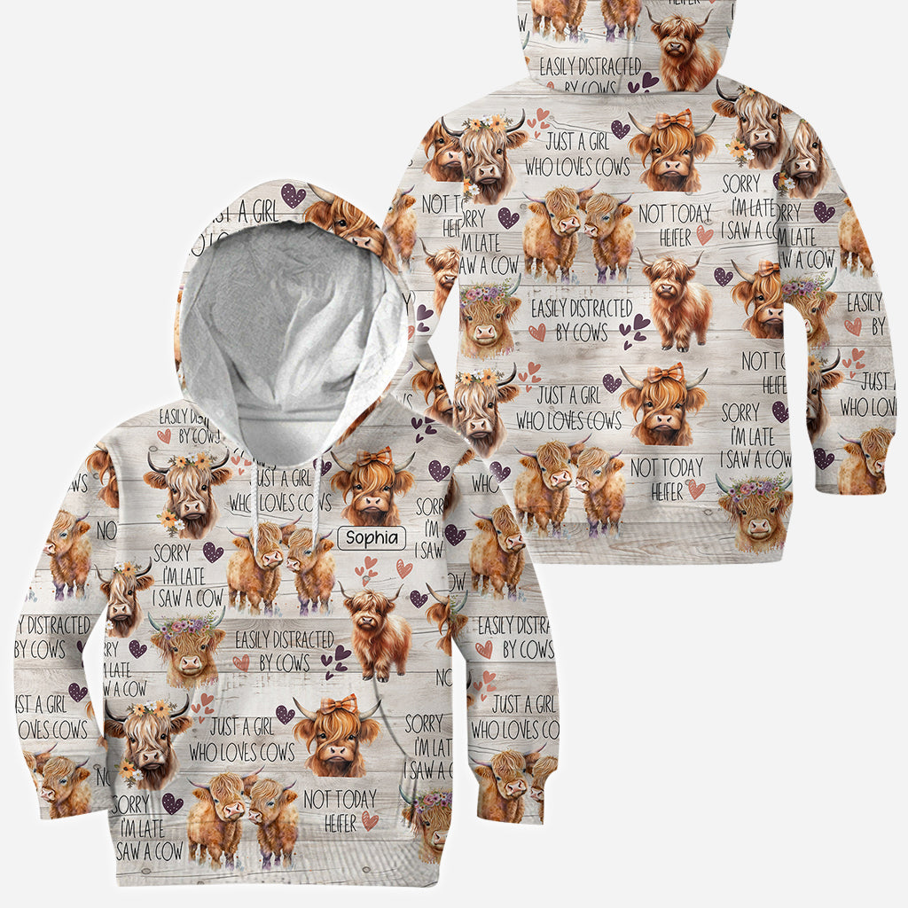 Une fille qui aime les vaches des Highlands - T-shirt personnalisé avec motif vache des Highlands