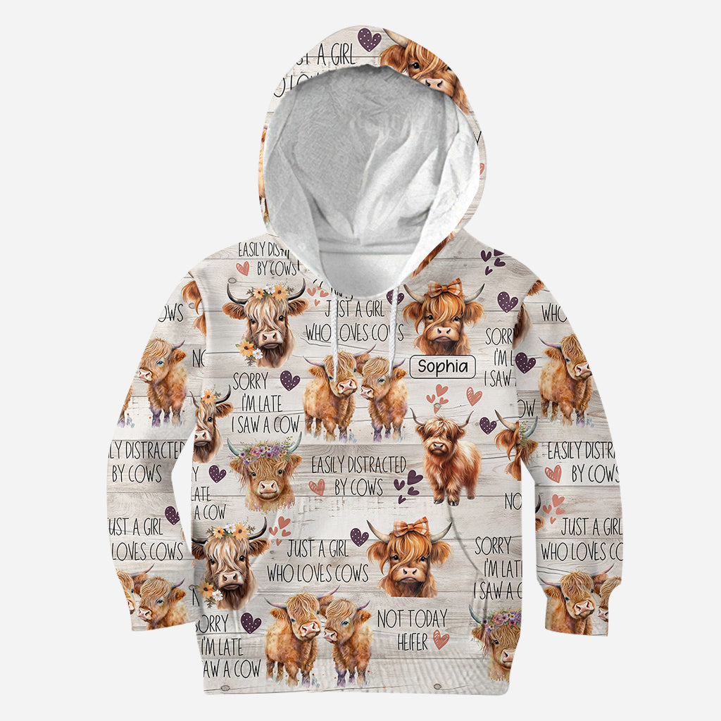 Une fille qui aime les vaches des Highlands - T-shirt personnalisé avec motif vache des Highlands