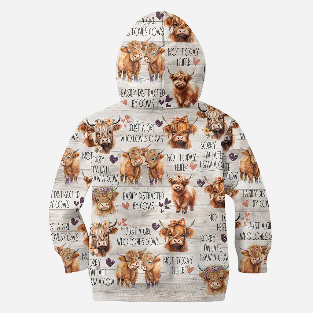 Une fille qui aime les vaches des Highlands - T-shirt personnalisé avec motif vache des Highlands
