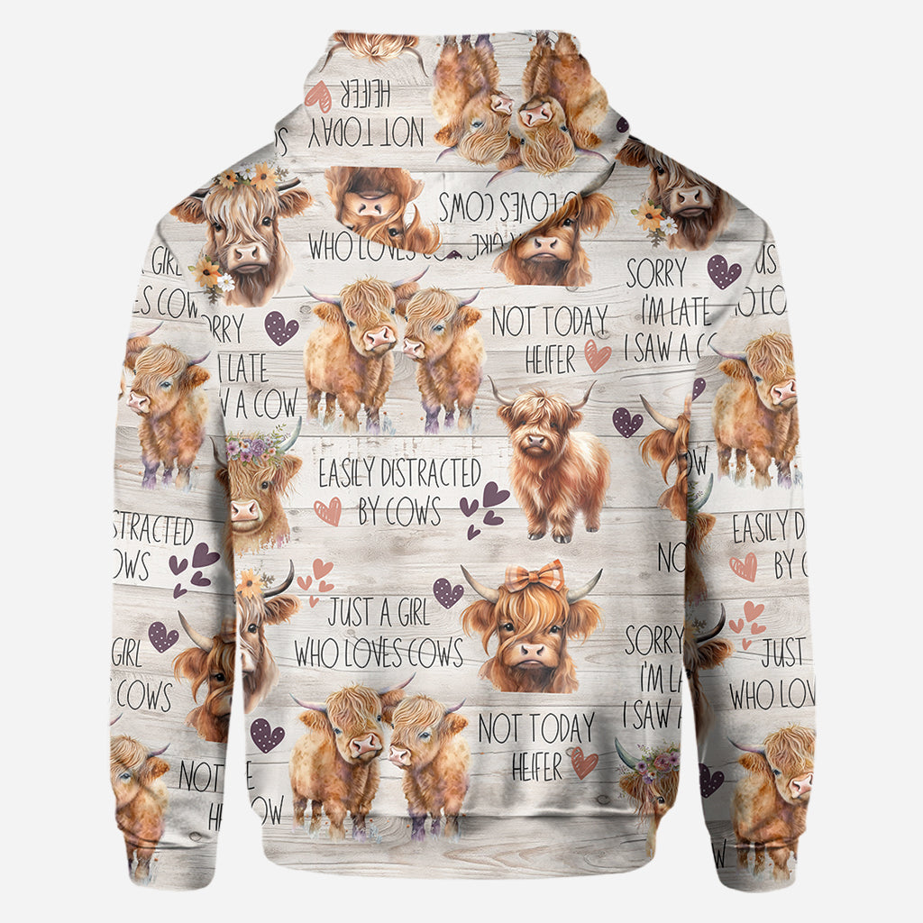 Une fille qui aime les vaches des Highlands - T-shirt personnalisé avec motif vache des Highlands