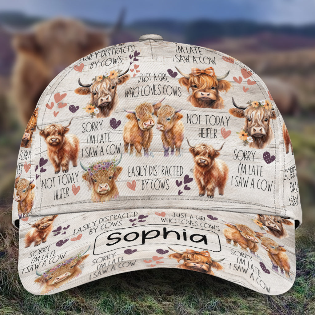 Einfach ein Mädchen, das Hochlandrinder liebt – personalisierte klassische Hochlandrinderkappe