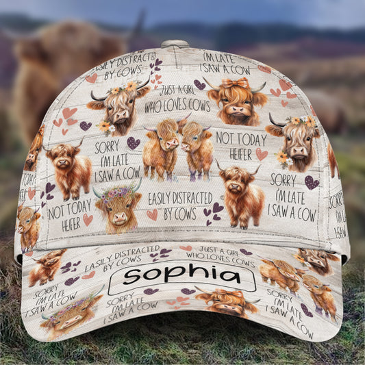 Einfach ein Mädchen, das Hochlandrinder liebt – personalisierte klassische Hochlandrinderkappe