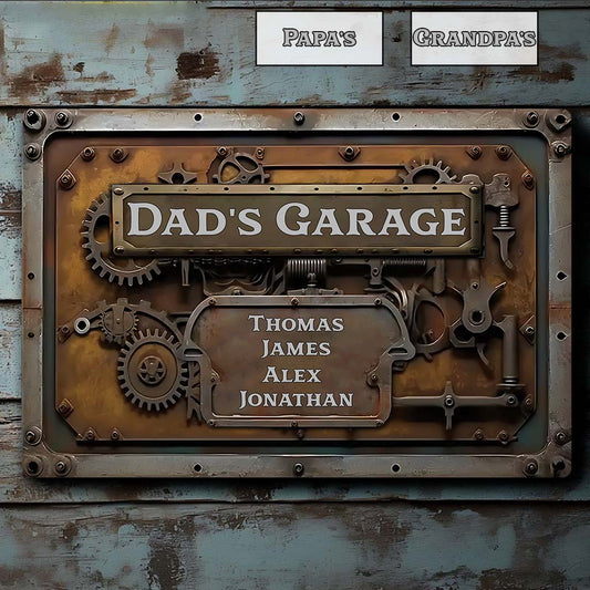 Dad's Garage - Personalized Father Rectangle Metal Sign