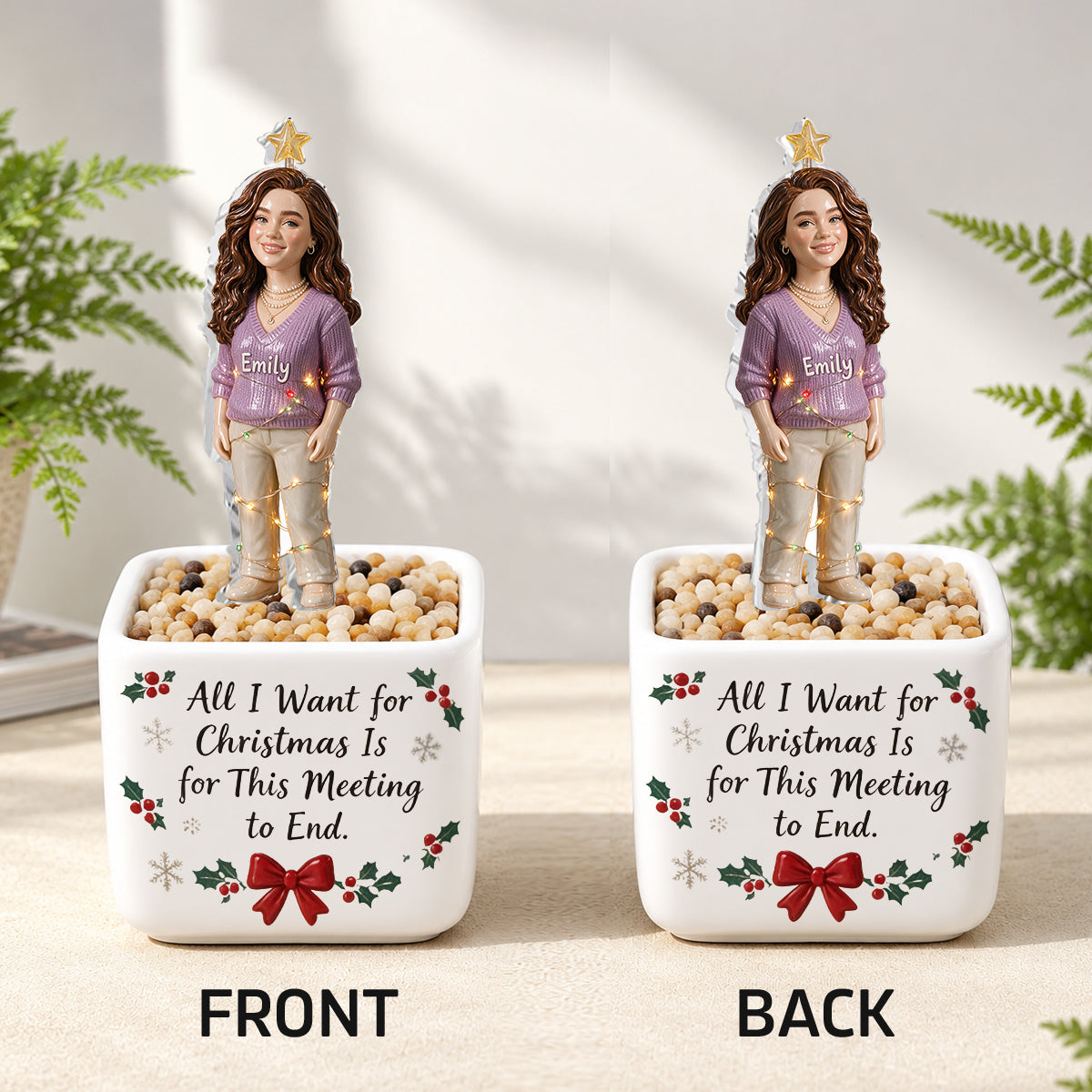 Christmas Gift - Personalized Colleague LED Light Ceramic Pot