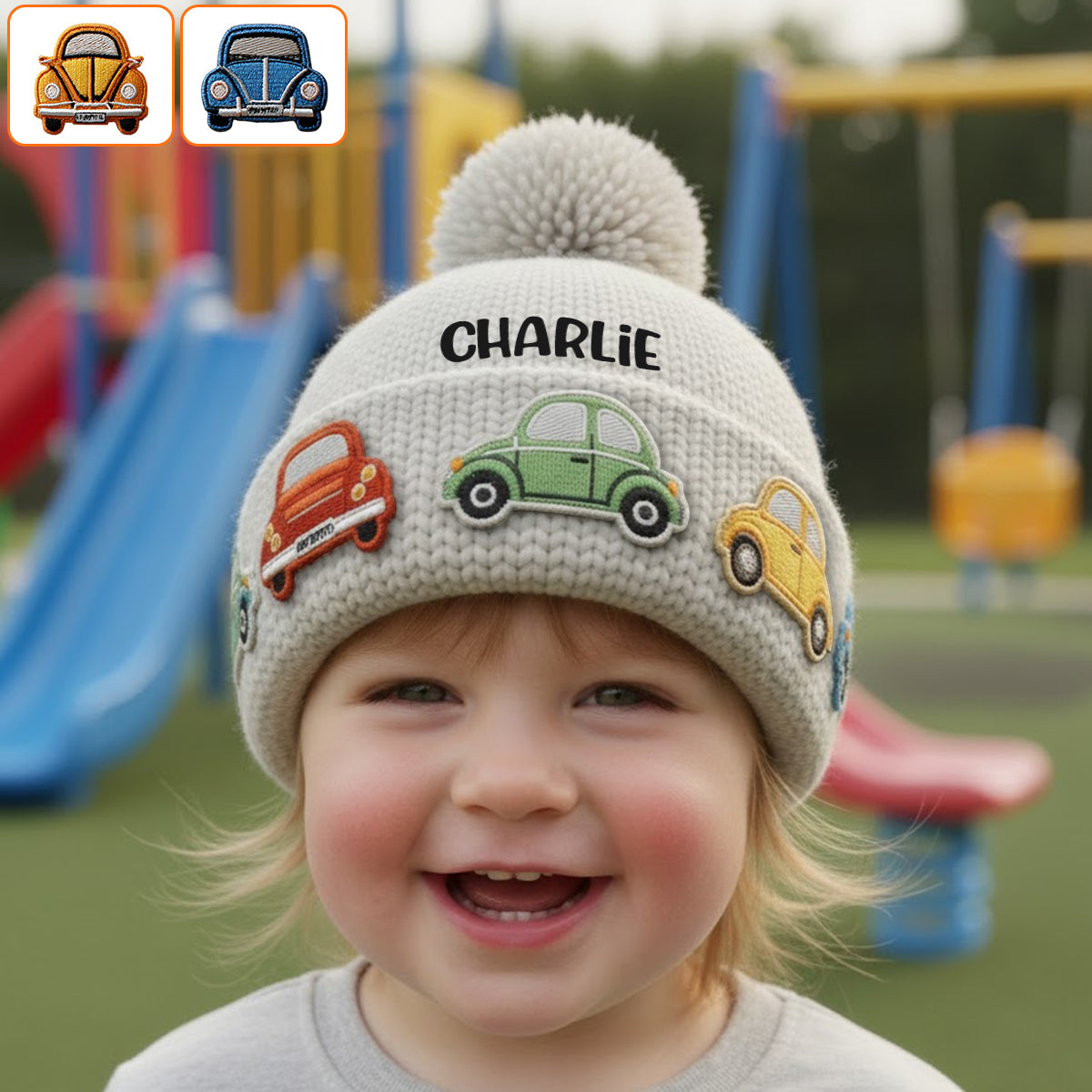 Love Cars - Bonnet enfant personnalisé avec écussons