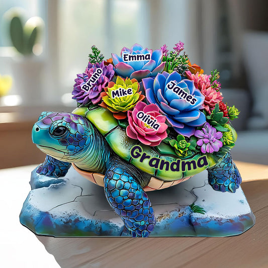 Grandma Turtle - Personalized Grandma Custom Shaped Acrylic Plaque