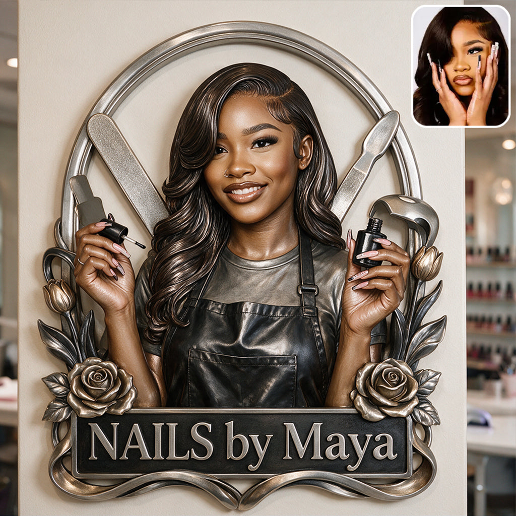 Nail Tech Wanddekoration - Personalisierte Nagelsalon 3D-gedrucktes Metallschild