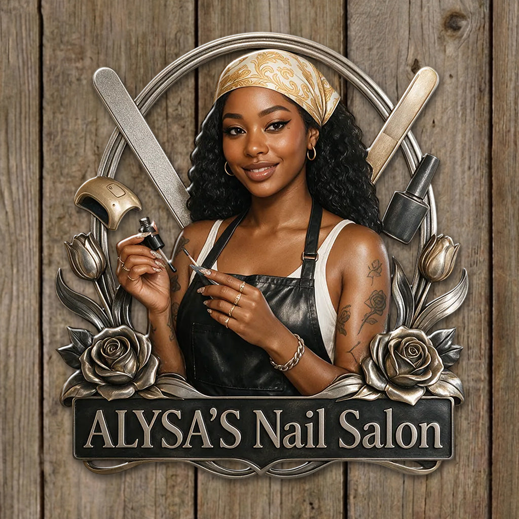 Nail Tech Wanddekoration - Personalisierte Nagelsalon 3D-gedrucktes Metallschild