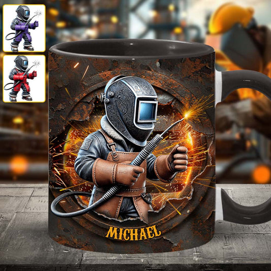 Proud Welder Man - Personalized Welder Accent Mug