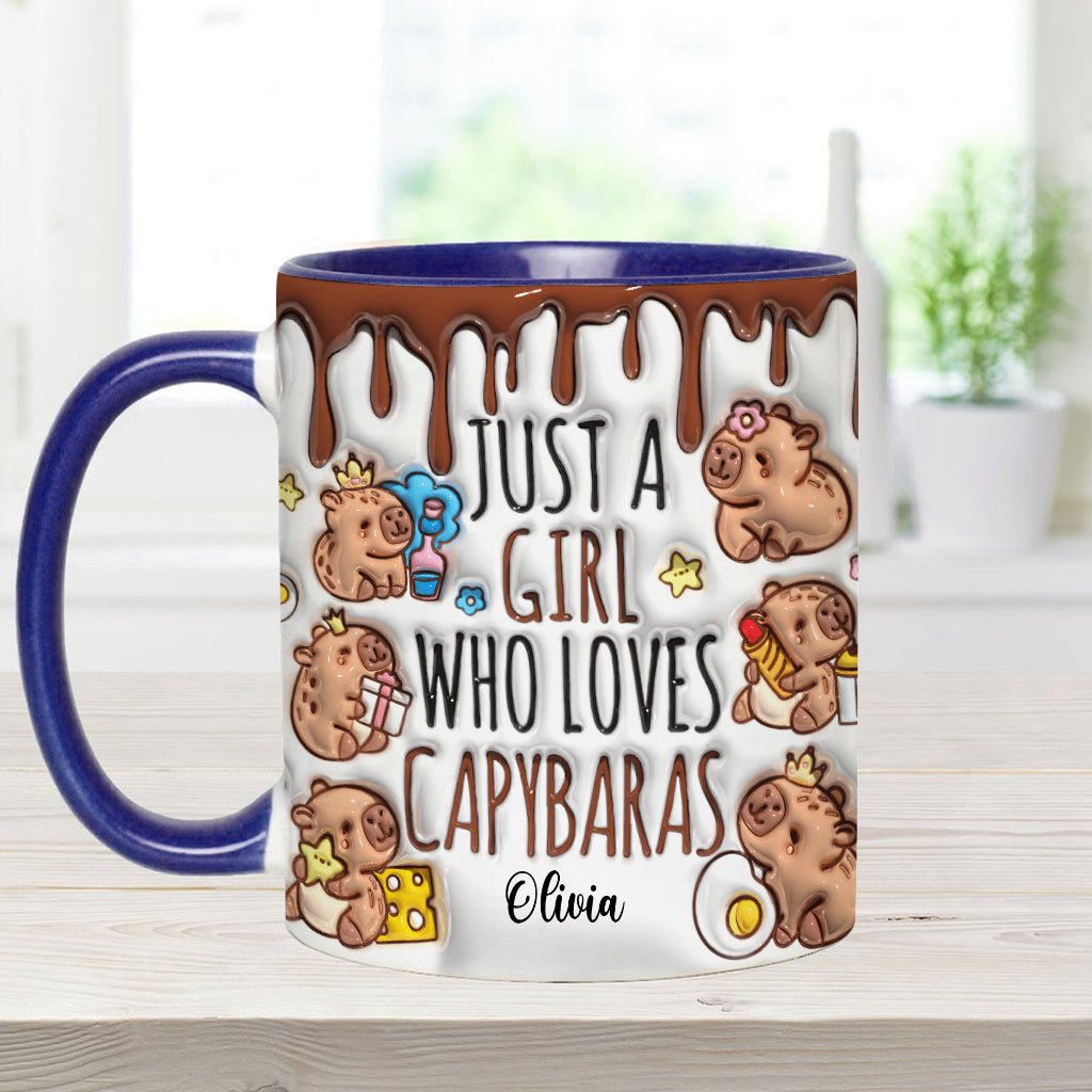 Mug personnalisé « Juste une fille qui adore les capybaras »
