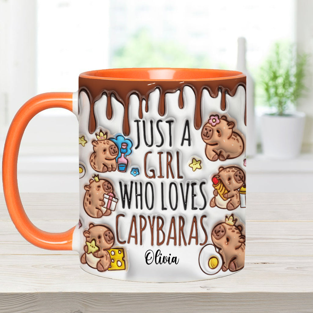 Mug personnalisé « Juste une fille qui adore les capybaras »