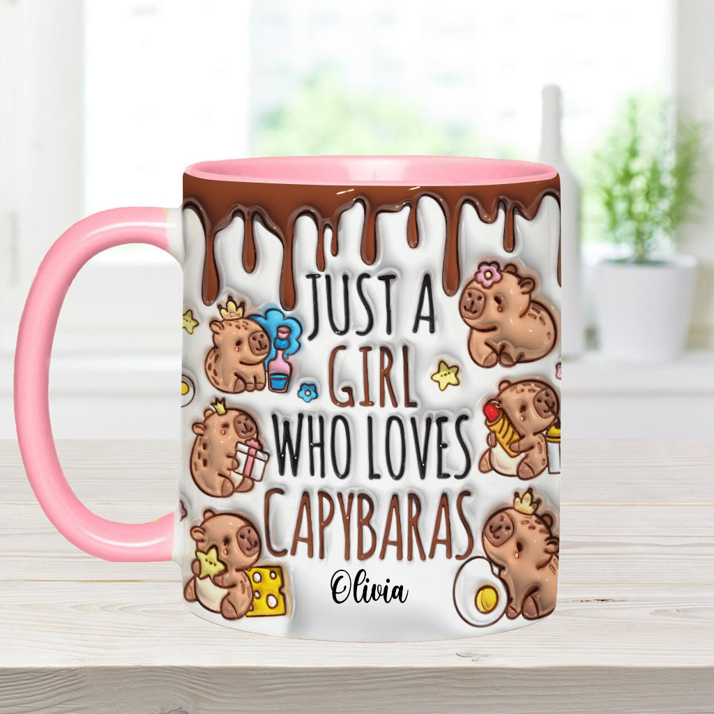 Mug personnalisé « Juste une fille qui adore les capybaras »