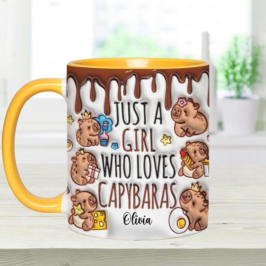 Mug personnalisé « Juste une fille qui adore les capybaras »
