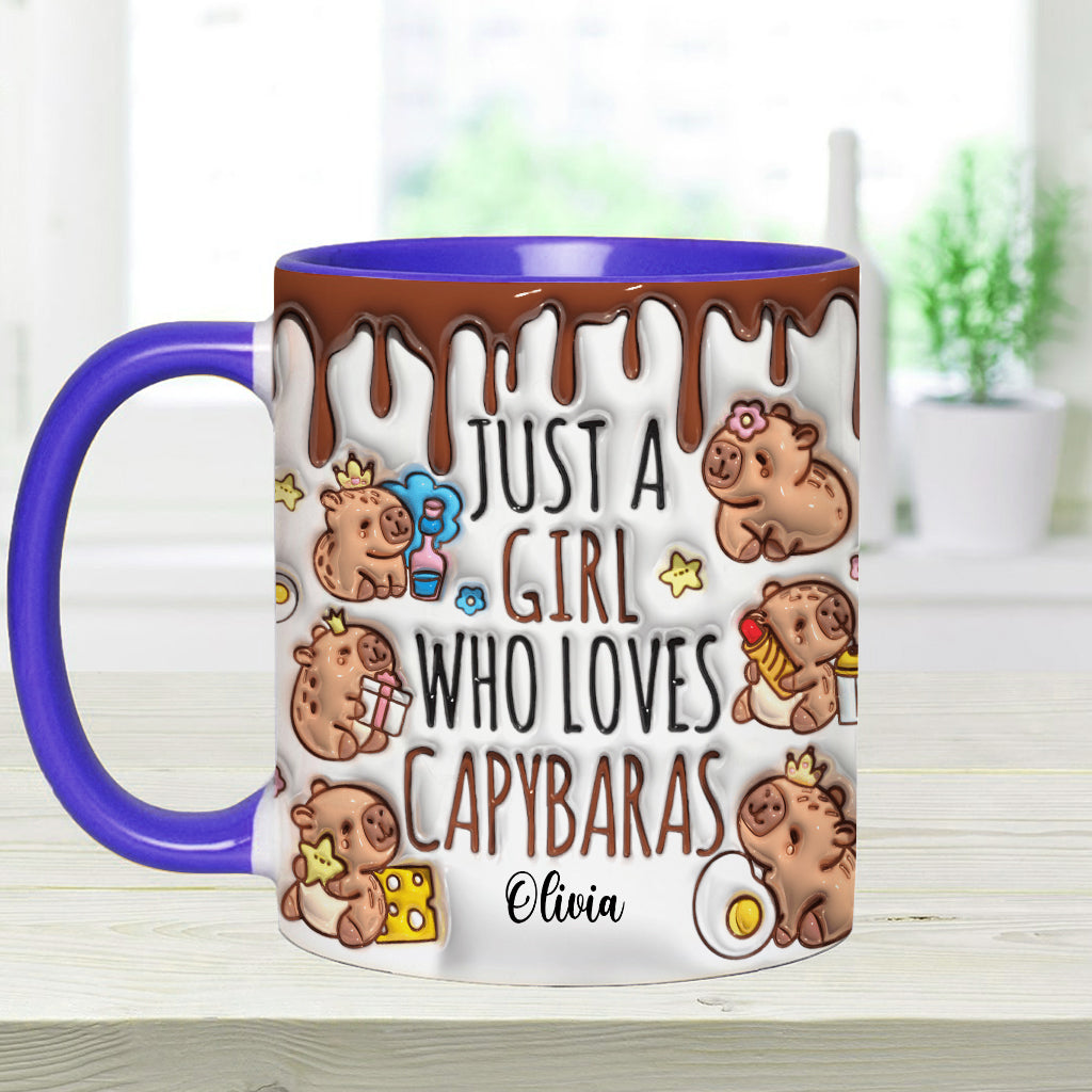 Mug personnalisé « Juste une fille qui adore les capybaras »