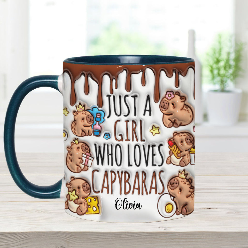 Mug personnalisé « Juste une fille qui adore les capybaras »