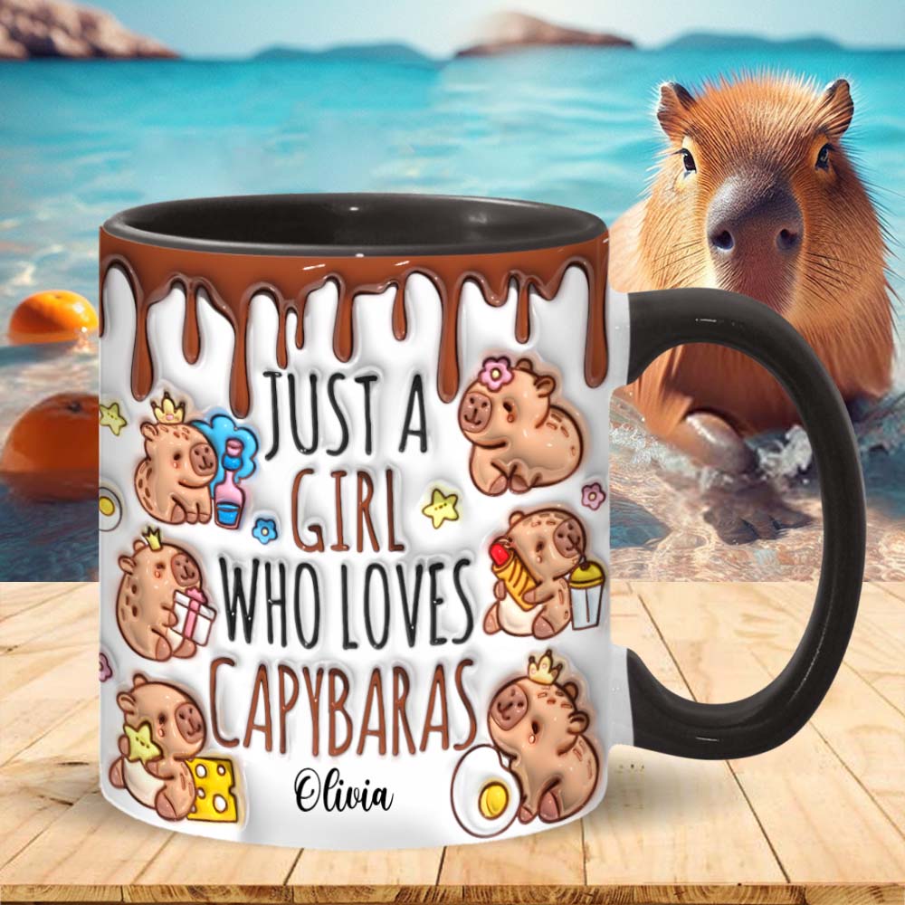Mug personnalisé « Juste une fille qui adore les capybaras »