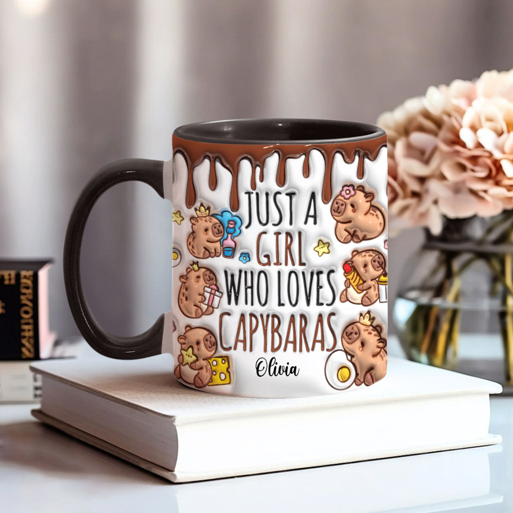 Mug personnalisé « Juste une fille qui adore les capybaras »