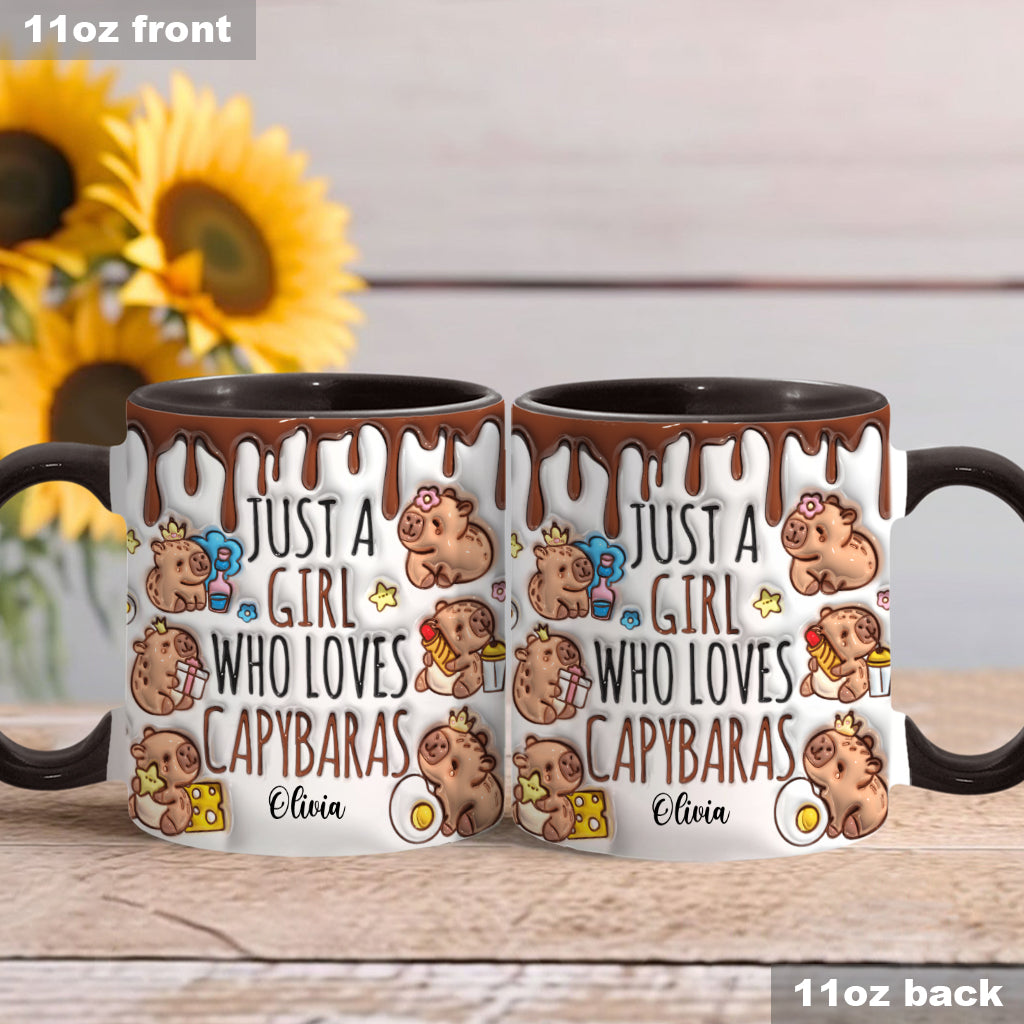 Mug personnalisé « Juste une fille qui adore les capybaras »