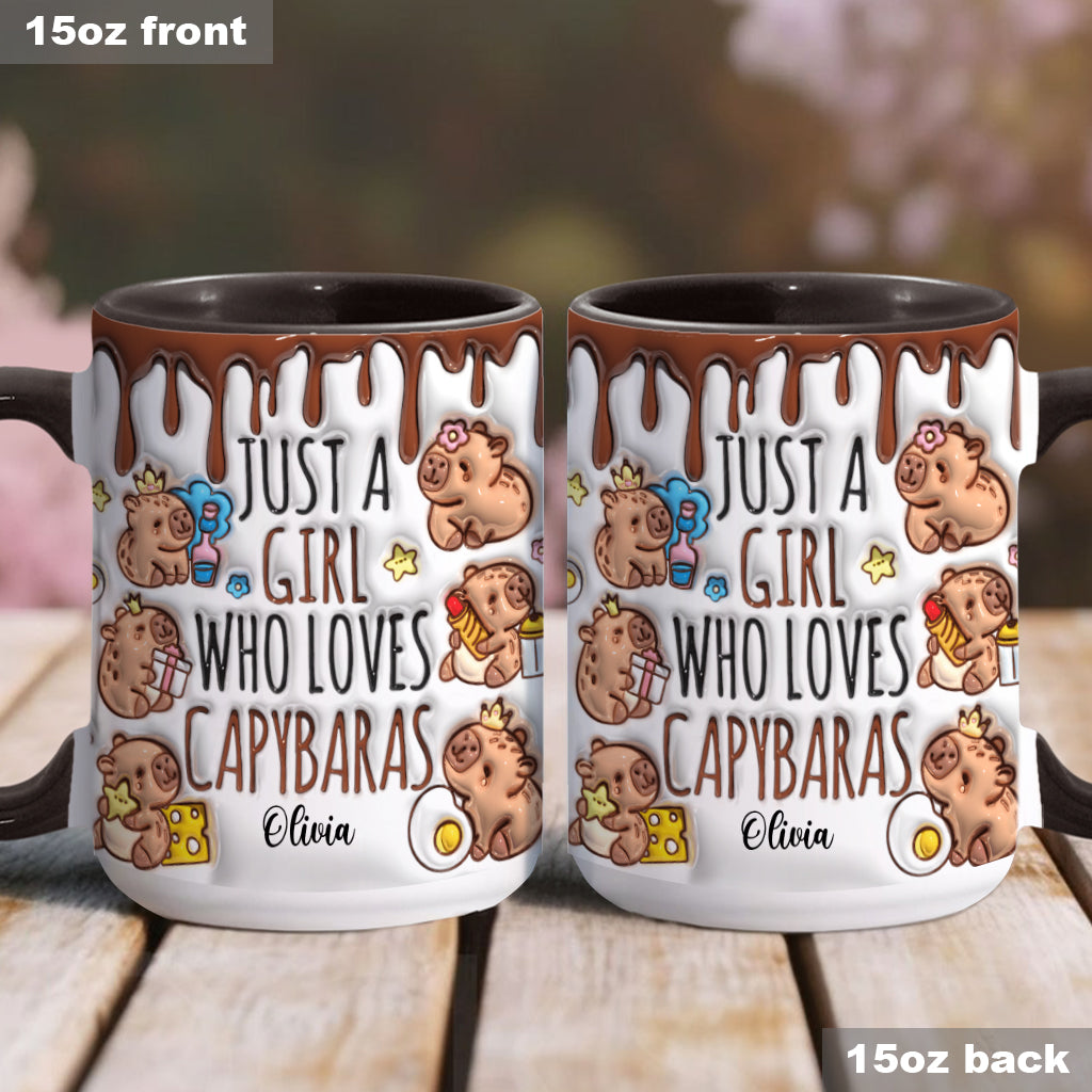 Mug personnalisé « Juste une fille qui adore les capybaras »