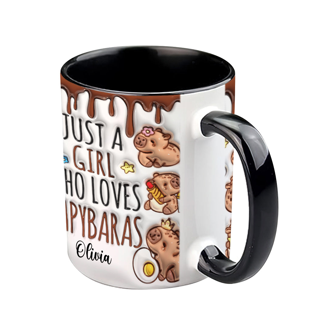 Mug personnalisé « Juste une fille qui adore les capybaras »