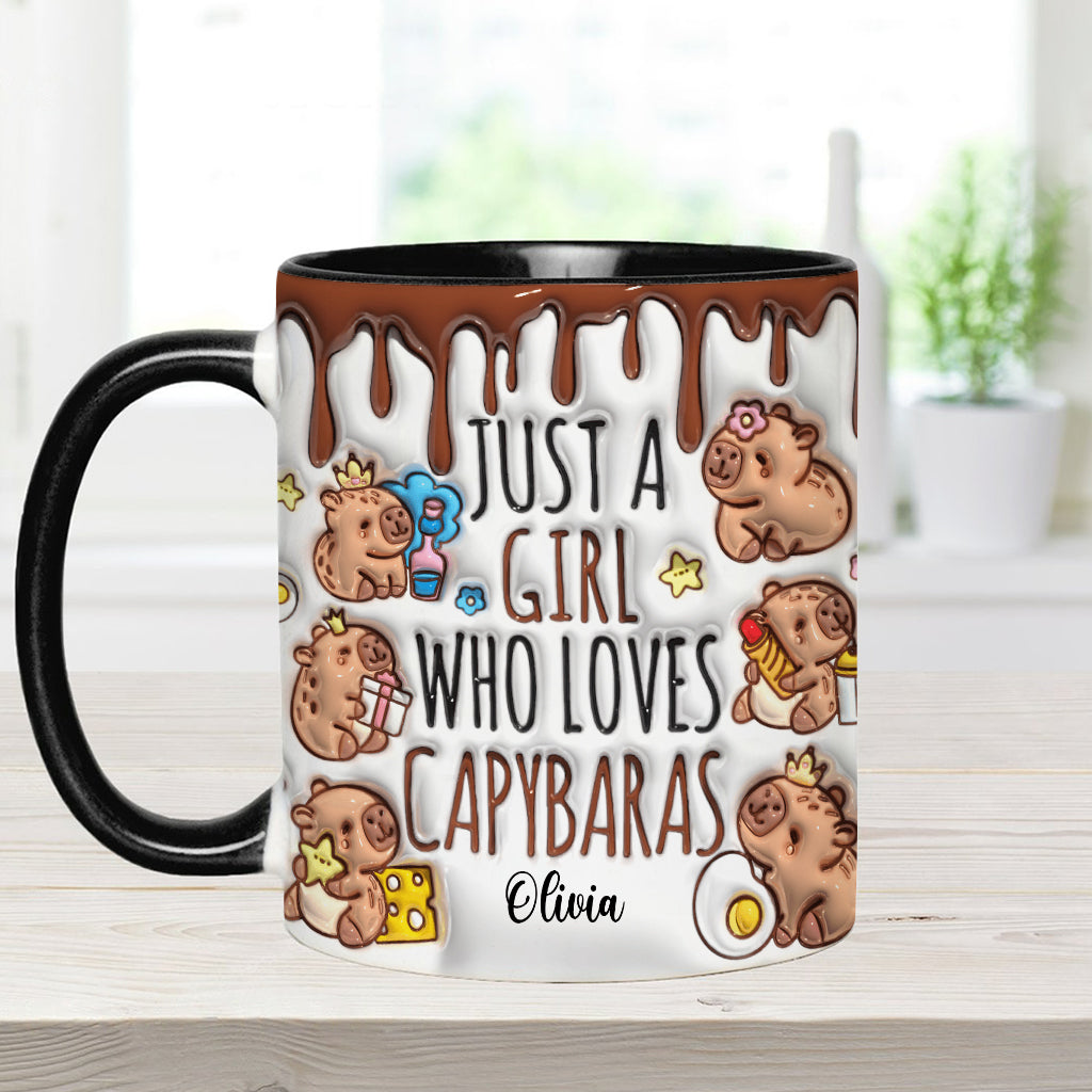 Mug personnalisé « Juste une fille qui adore les capybaras »