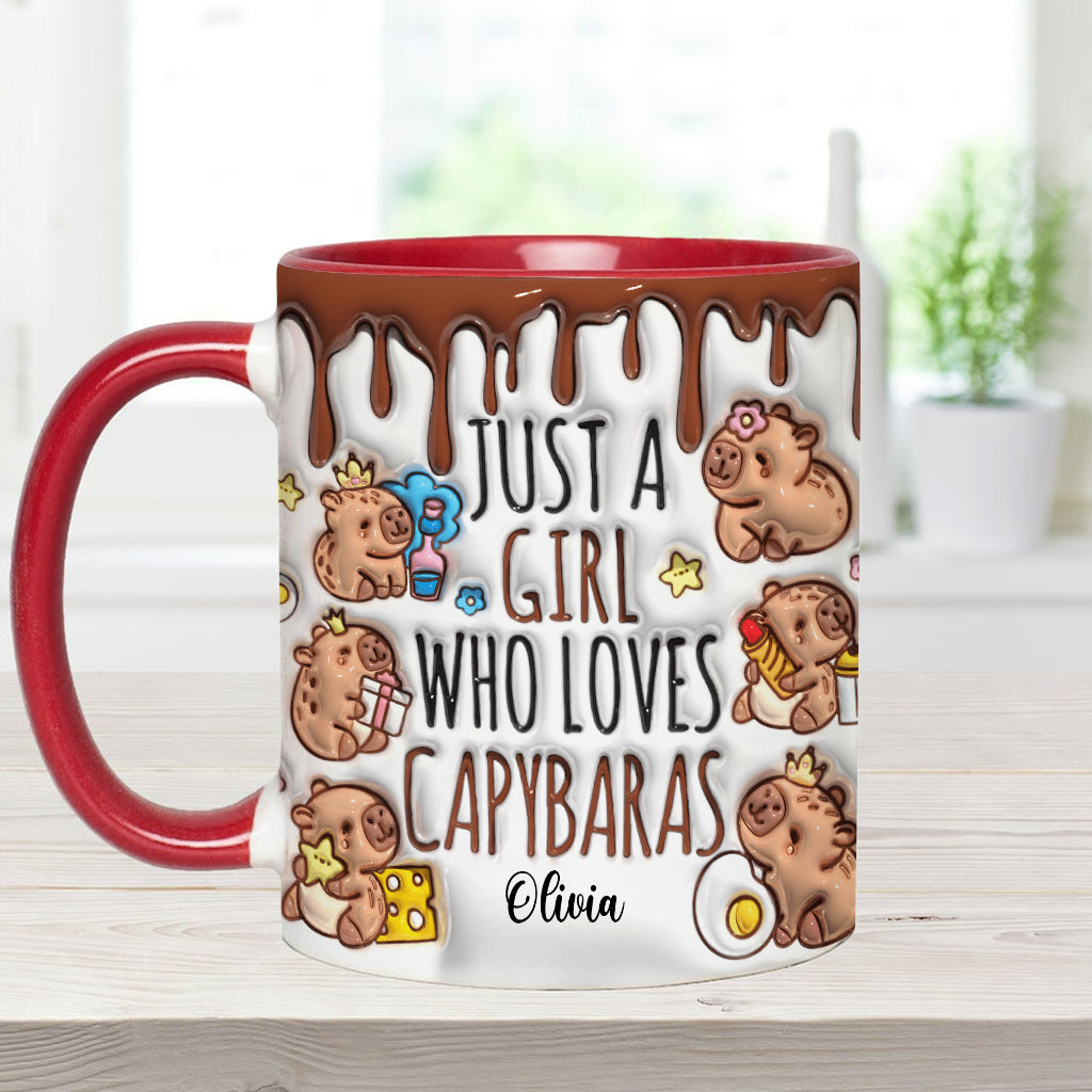 Mug personnalisé « Juste une fille qui adore les capybaras »